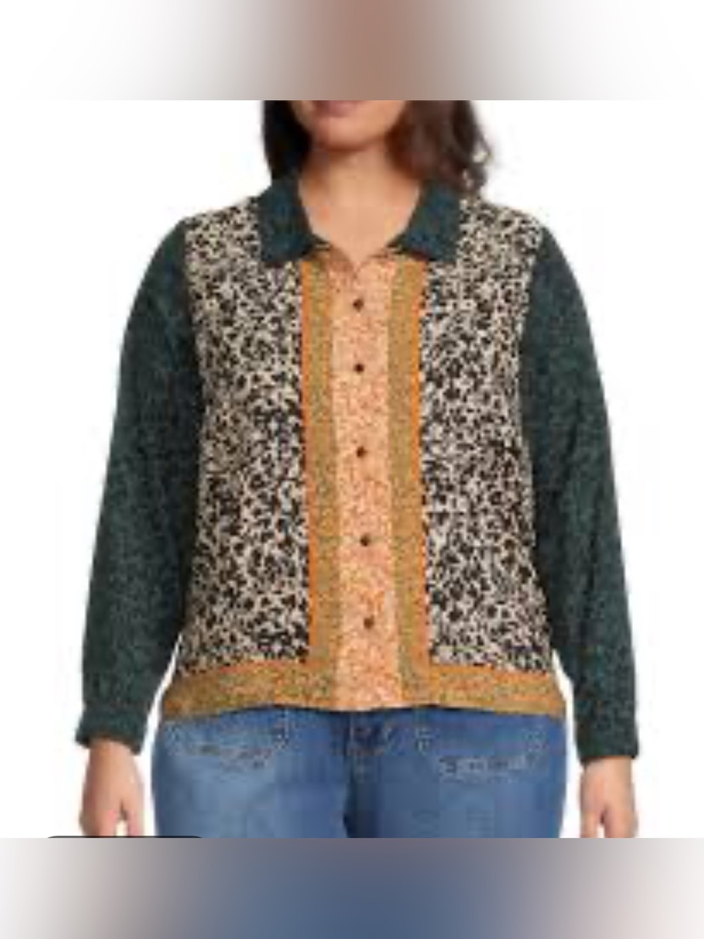 Vince Camuto Mixed Floral Patchwork Button Top Blouse 2XL *D40